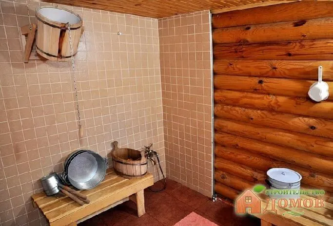 Укладка плитки в ванной деревянного дома