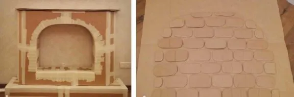 Процесс изготовления камина из картона