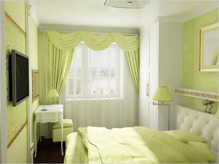 Спальня пастельного зеленого оттенка
