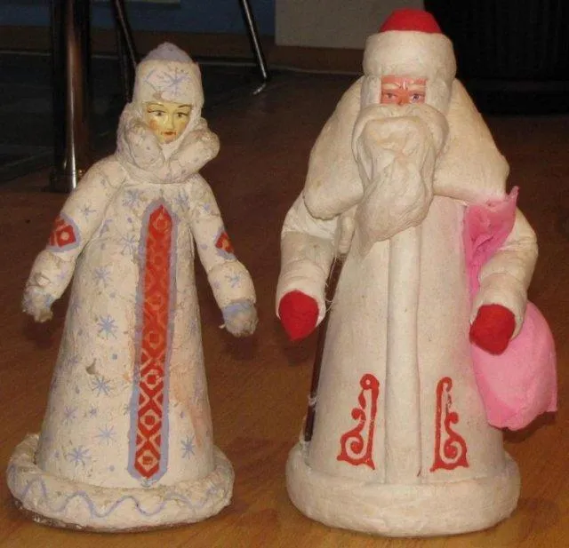 Советские дед мороз и снегурочка елочные украшения