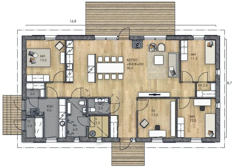 Американская планировка одноэтажного дома