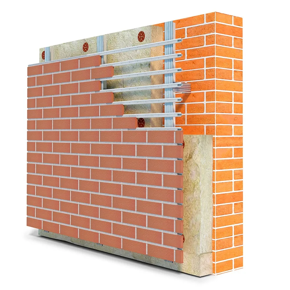 Пример укладки теплоизоляции на кирпичную стену с отделкой в виде вентилируемого фасада