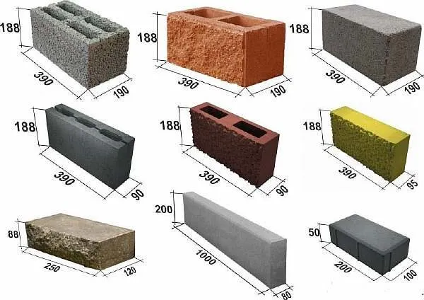 Рисунок с размерами блоков